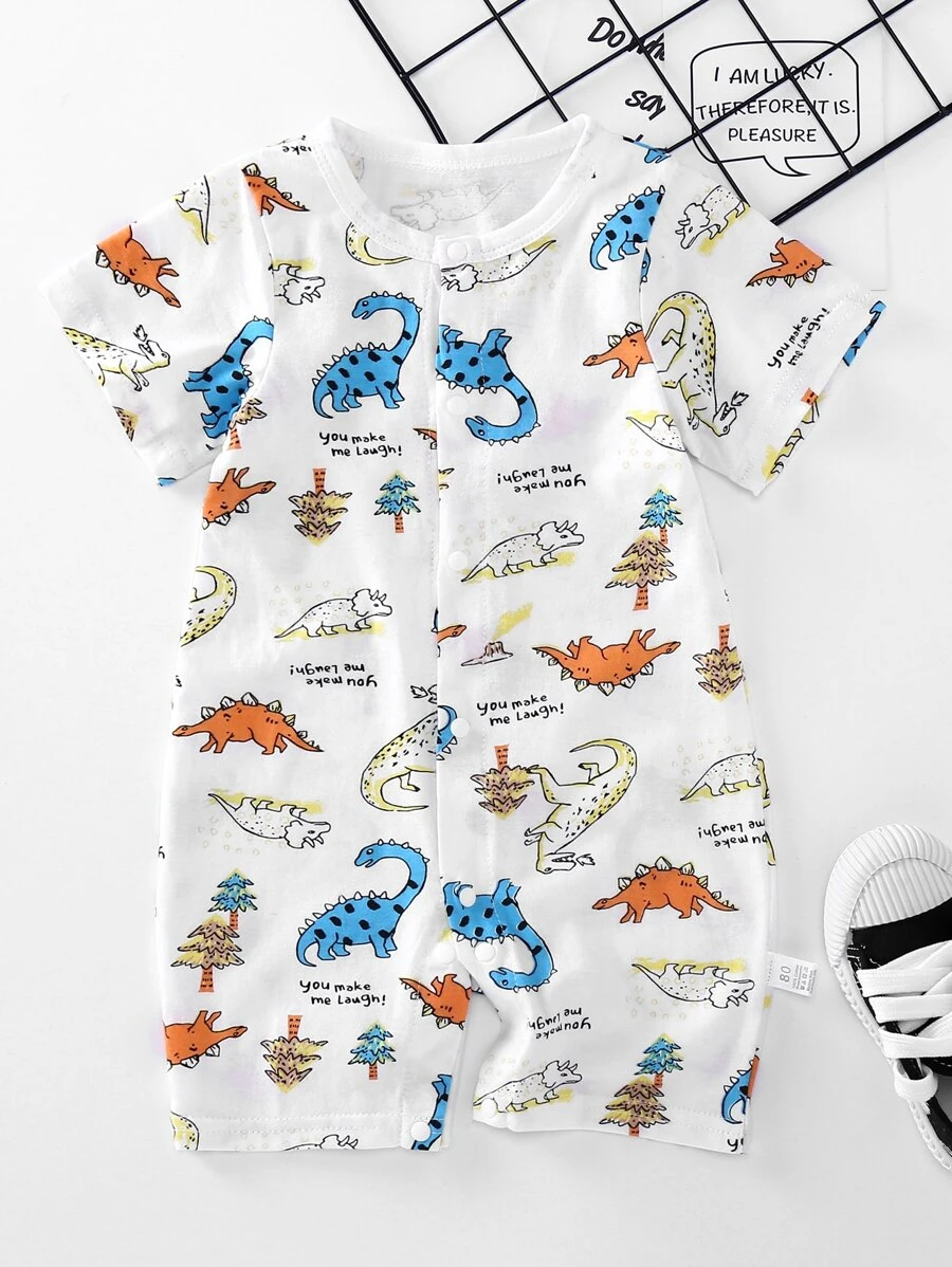 Baby Boy Cartoon Graphic Tee Romper - Multicolor - View 1