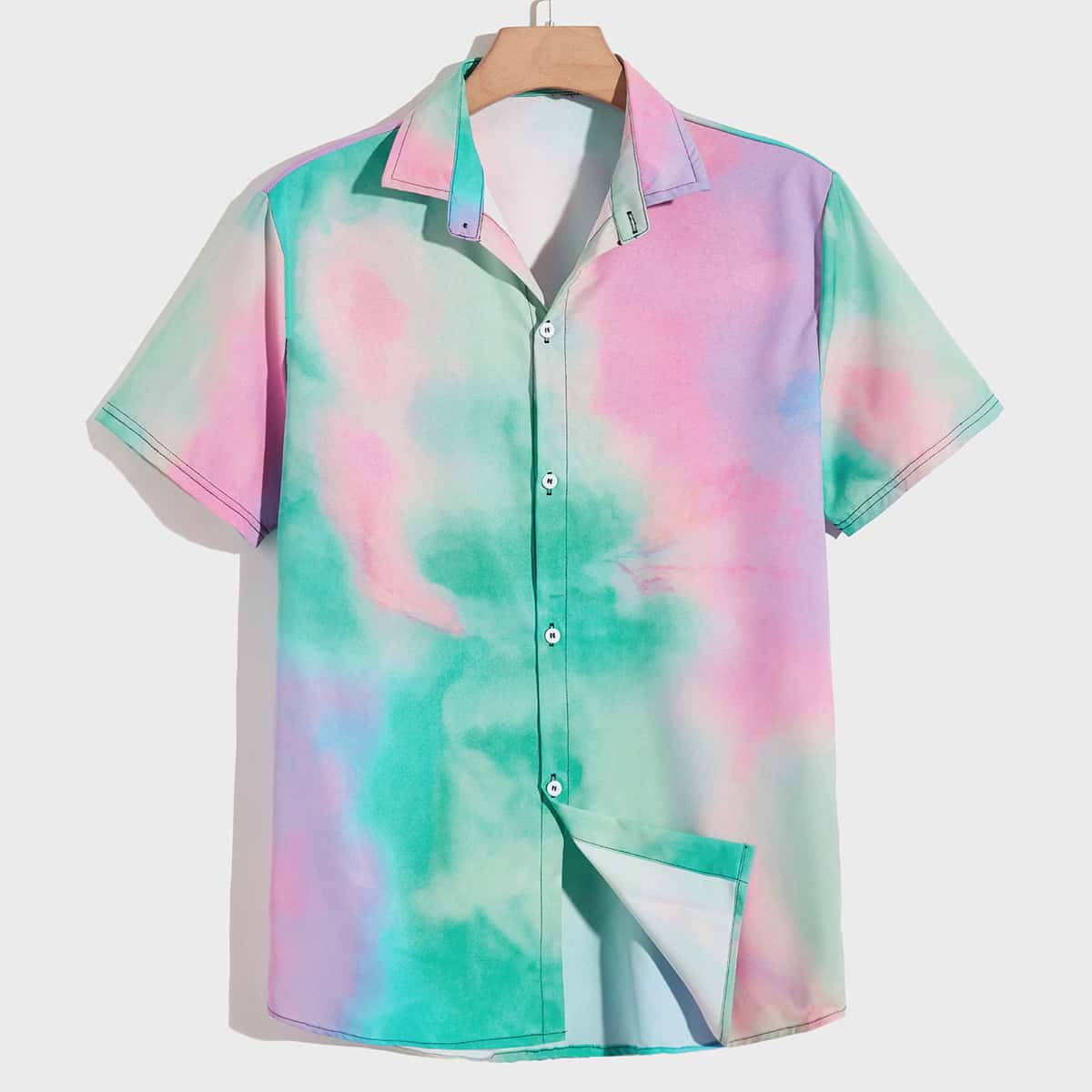 

Guys Tie Dye Button Front Shirt, Multicolor