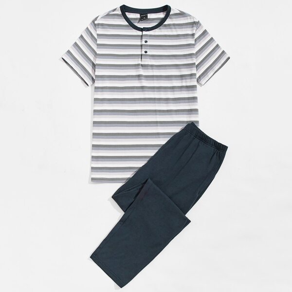 

Men Striped Tee & Pants Lounge Set, Multicolor