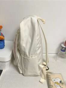 Mochila con diseño de orejas de conejo de dibujos animados Mochila escolar para graduados, adolescentes, estudiantes de primer año, estudiantes de segundo año, junior y senior en la universidad, universidad y escuela secundaria, perfecta para actividades al aire libre, viajes y regreso a la escuela Mochila portátil, liviana - Beis - Ver 4