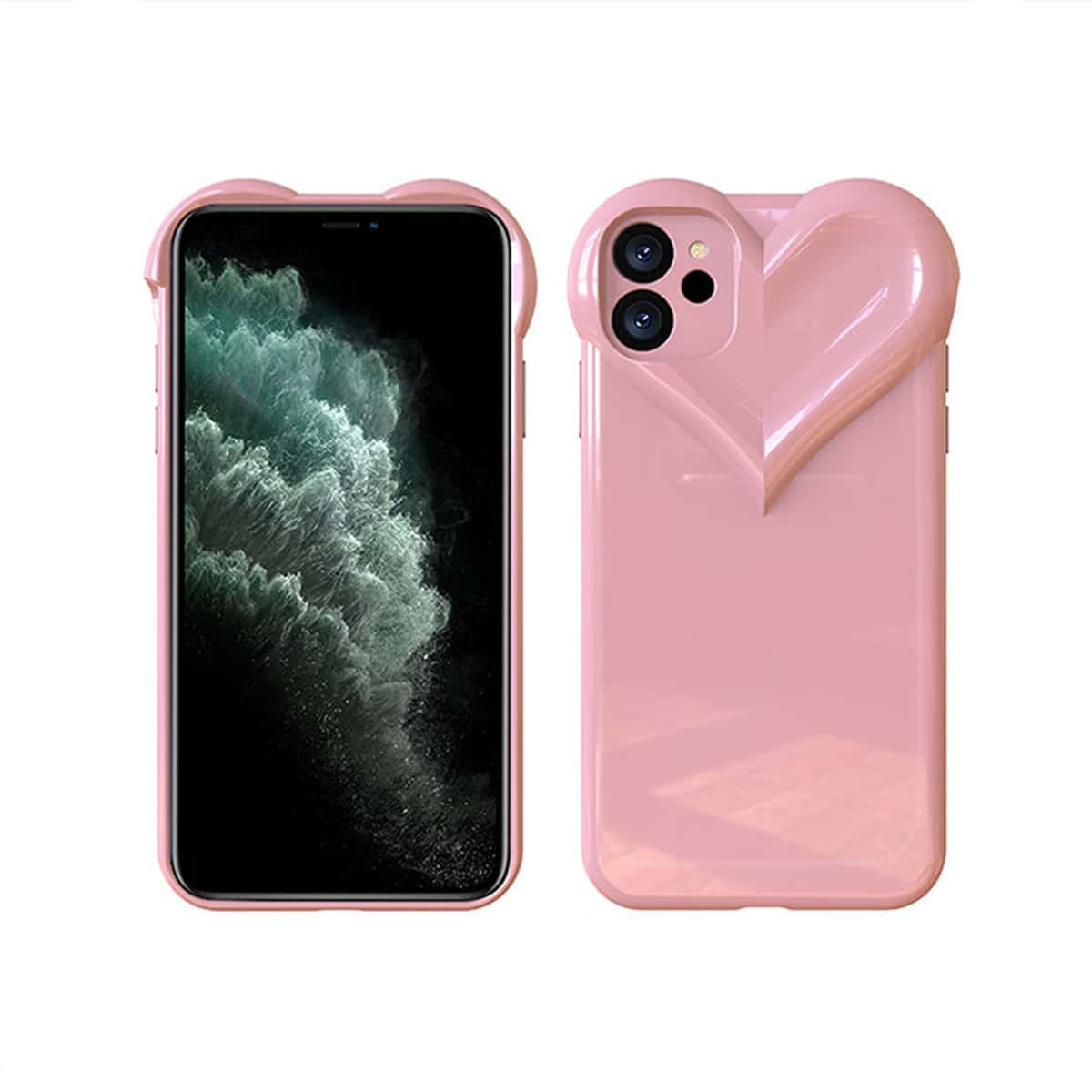 

3D Heart Phone Case, Pink