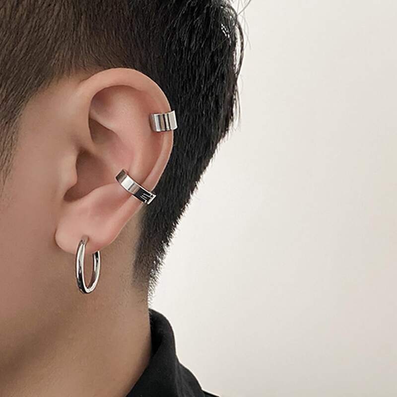 

Guys 3pcs Minimalist Earrings, Silver