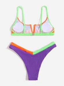 Bikini Con Aros En V Y Bloques De Color - Multicolor - Ver 2