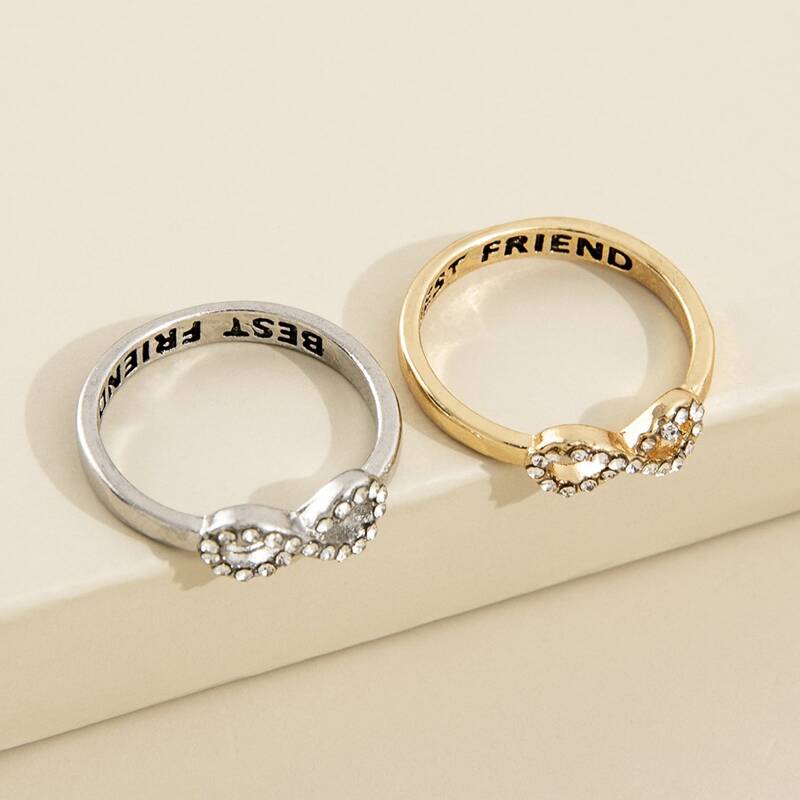 

2pcs Rhinestone Decor Ring, Multicolor