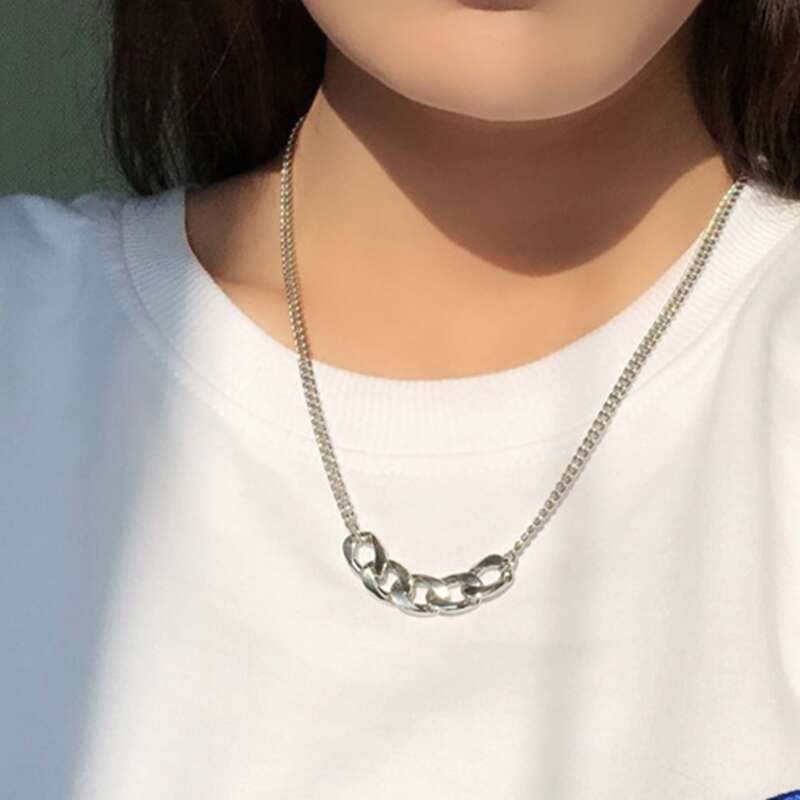 

Chain Design Necklace, Silver