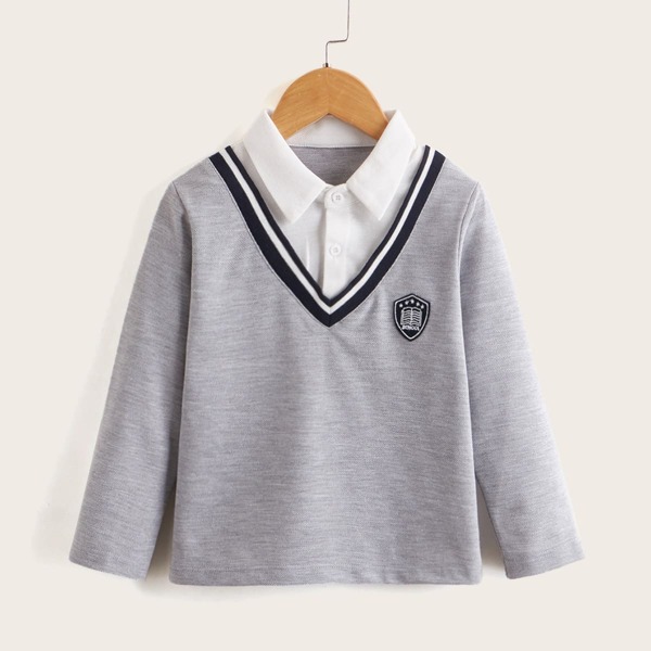 

Toddler Boys Striped Patch Detail 2 In 1 Polo Shirt, Multicolor