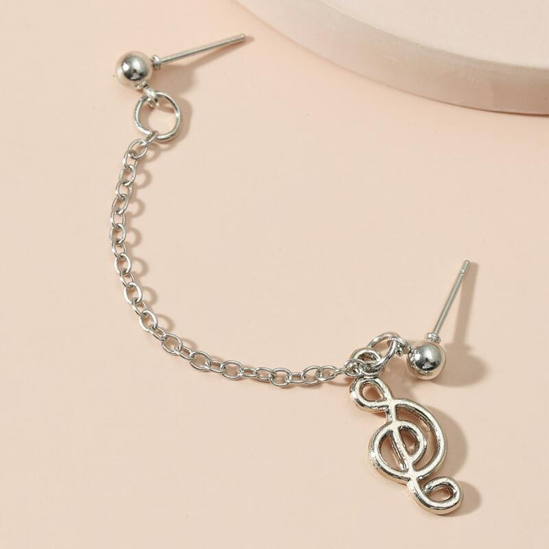 

1pc Chain Design Earring, Silver