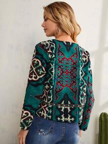 Saco con estampado de dibujo con cinta con bordado con parte delantera abierta - Multicolor - Ver 2