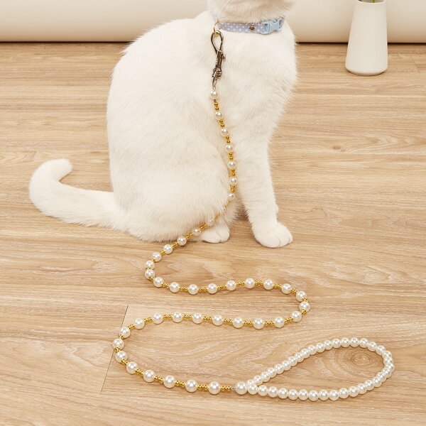 

1pc Faux Pearl Decor Pet Leash, Multicolor