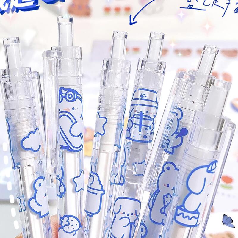 

6pcs Cartoon Bear Gel Pen, Black