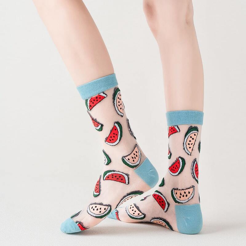 

Fruit Pattern Crew Socks, Multicolor