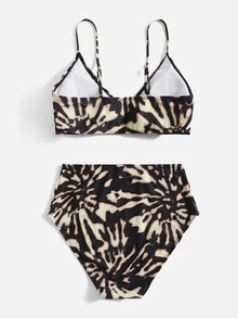 Plus Size Tie Dye Ring Linked Bikini Set Summer Beach - Multicolor - View 2