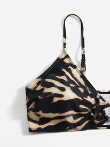 Plus Size Tie Dye Ring Linked Bikini Set Summer Beach - Multicolor - View 4