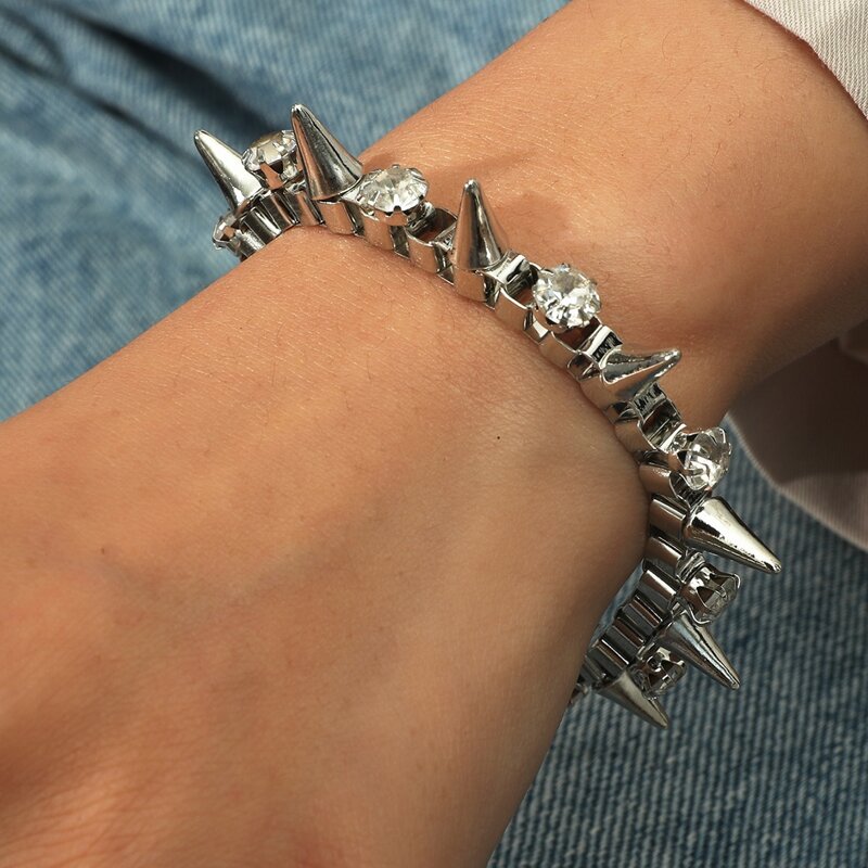 Rhinestone Decor Bracelet, Silver
