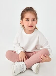 SHEIN Young Girl Solid Leggings - Coral Pink - View 5