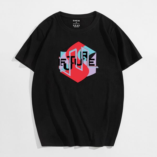 

Men Letter Graphic Tee, Black