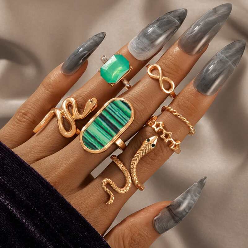 

7pcs Snake Decor Ring, Gold
