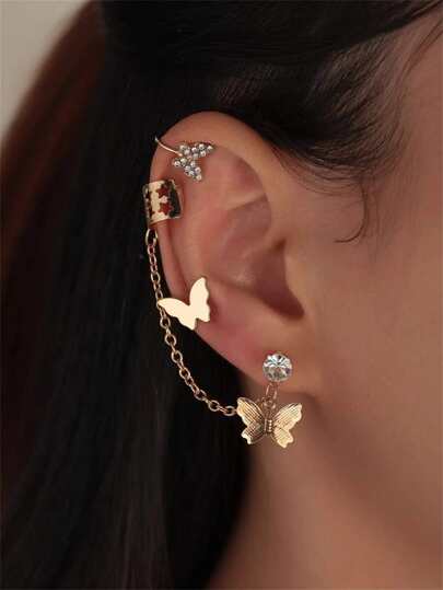 3 piezas Pendientes con diseño de mariposa