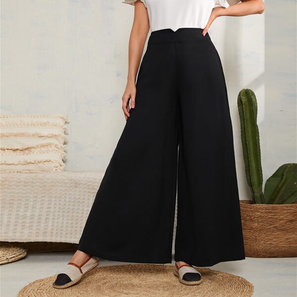 

High Waist Wide Leg Pants, Black