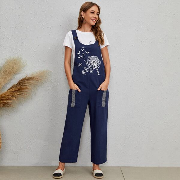 

Dandelion Dual Pockets Overall Jumpsuit Without Tee, Navy blue