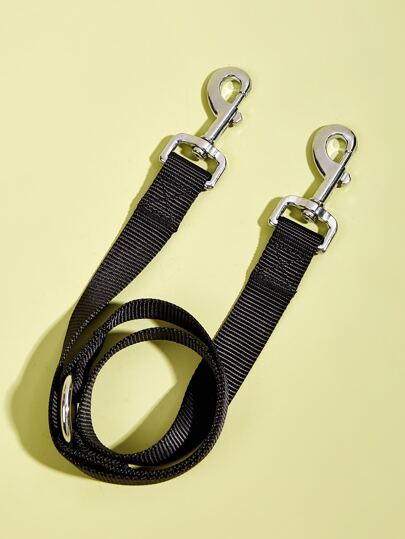 1pc Black Double Dog Lead Coupler For Walking 2 Dogs With Separate Leads
