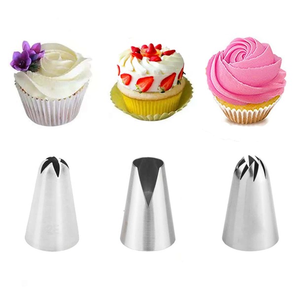 

3pcs Stainless Steel Piping Nozzle, Silver