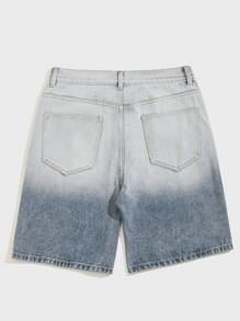 Manfinity Men Rhinestone Letter Graphic Ombre Denim Shorts - Multicolor - View 2