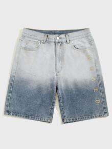 Manfinity Men Rhinestone Letter Graphic Ombre Denim Shorts - Multicolor - View 4