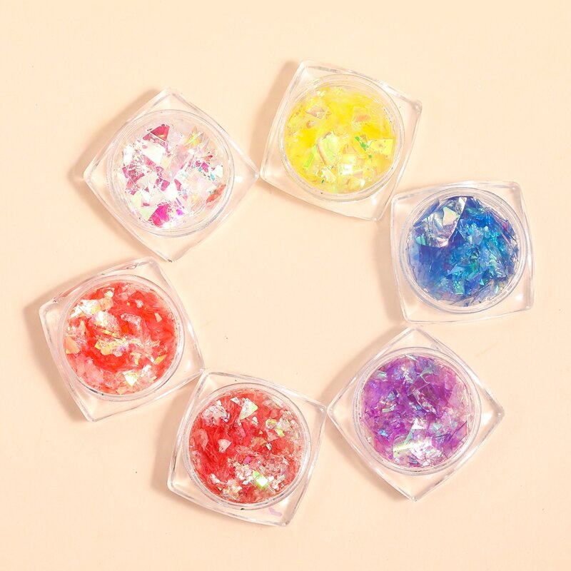 

6boxes Glitter Nail Art Decoration, Mauve purple