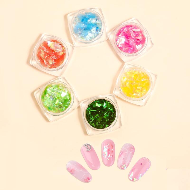 

6boxes Glitter Nail Art Decoration, Multicolor