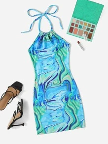 Soleia Đầm Lộ Lưng Buộc lại Đá hoa Gợi cảm - Nhiều màu - Xem 1