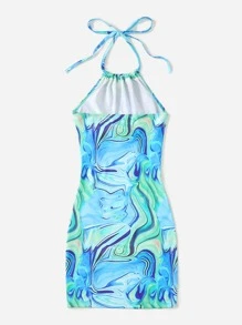 Soleia Đầm Lộ Lưng Buộc lại Đá hoa Gợi cảm - Nhiều màu - Xem 2