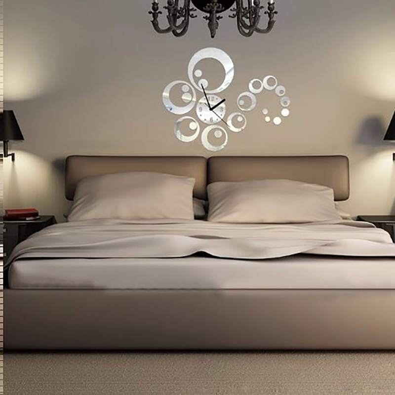 

1set DIY Mirror Surface Wall Clock, Multicolor