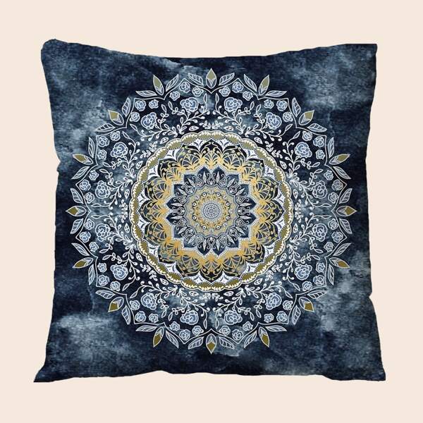 

Mandala Print Cushion Cover Without Filler, Multicolor