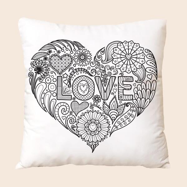 

Letter Graphic Cushion Cover Without Filler, Black and white