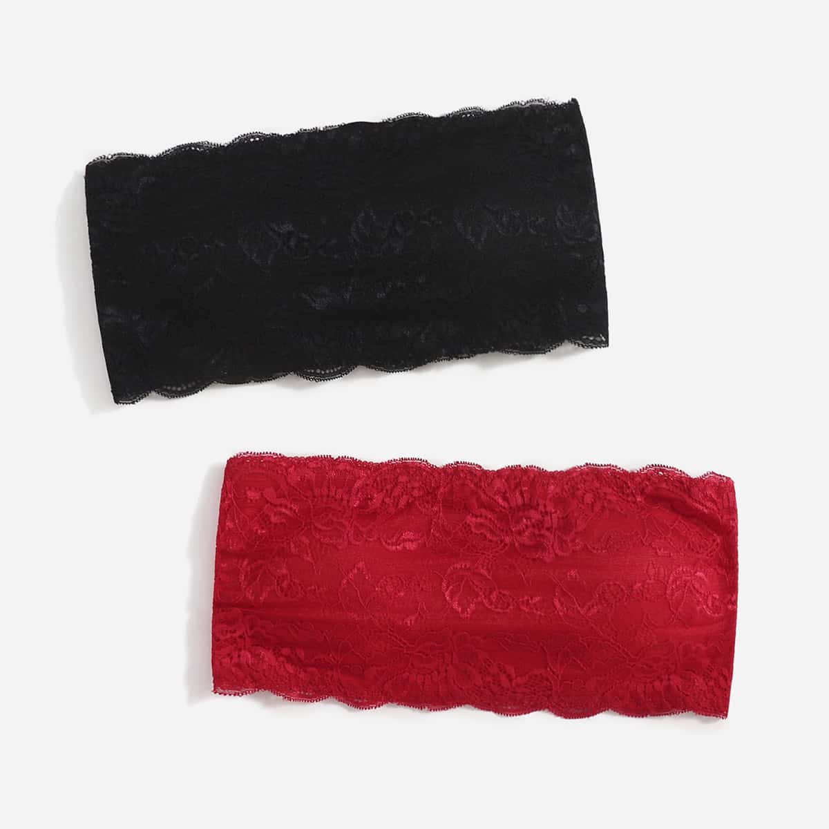 

2pack Floral Lace Bandeau Bra Set, Multicolor