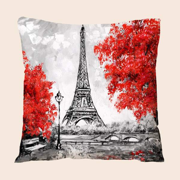 

Tower Print Cushion Cover Without Filler, Multicolor
