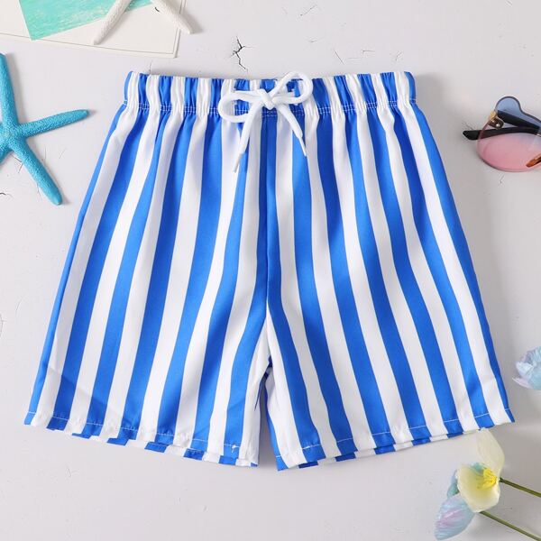 

Baby Boy Striped Tie Front Swim Shorts, Blue and white