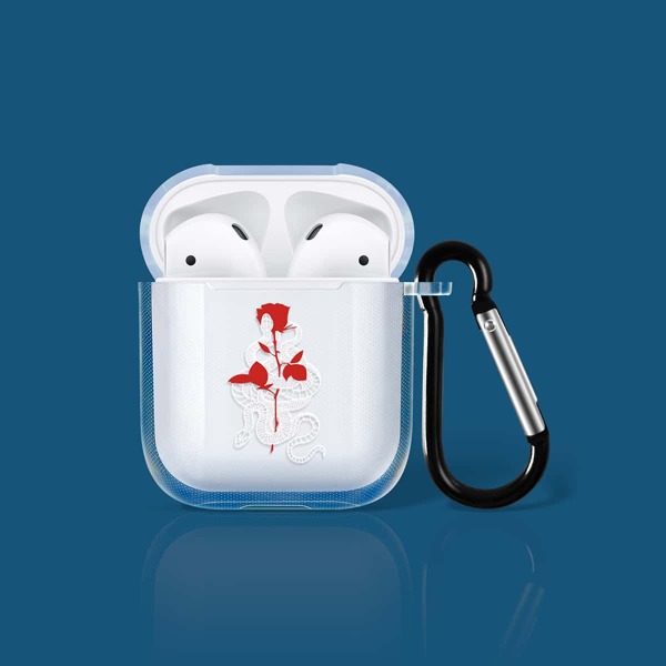 

Cartoon Snake & Flower Pattern Case For Airpods, Clear