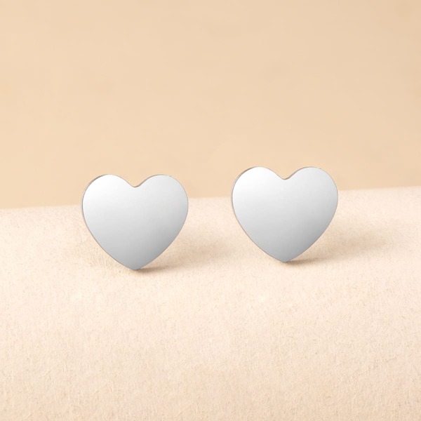 

Heart Design Stud Earrings, Silver