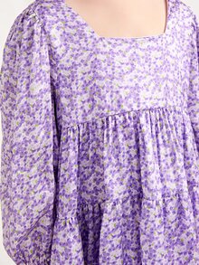 SHEIN 小女童小碎花燈籠袖方領洋裝