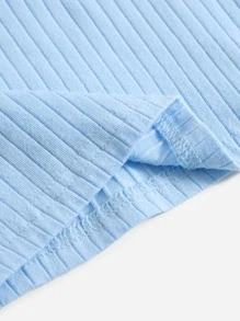 SHEIN EZwear 羅紋針織短版吊帶上衣 - 淺藍色 - 查看 5