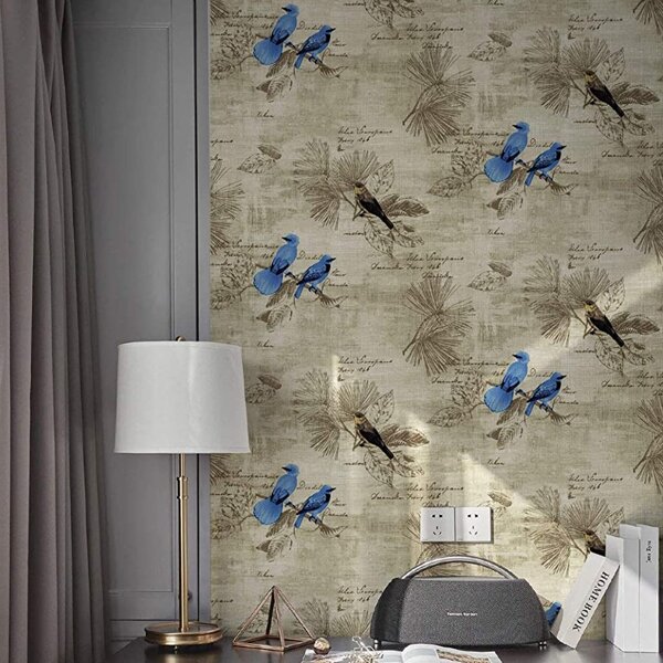 

1sheet Bird Print Wall Paper, Multicolor