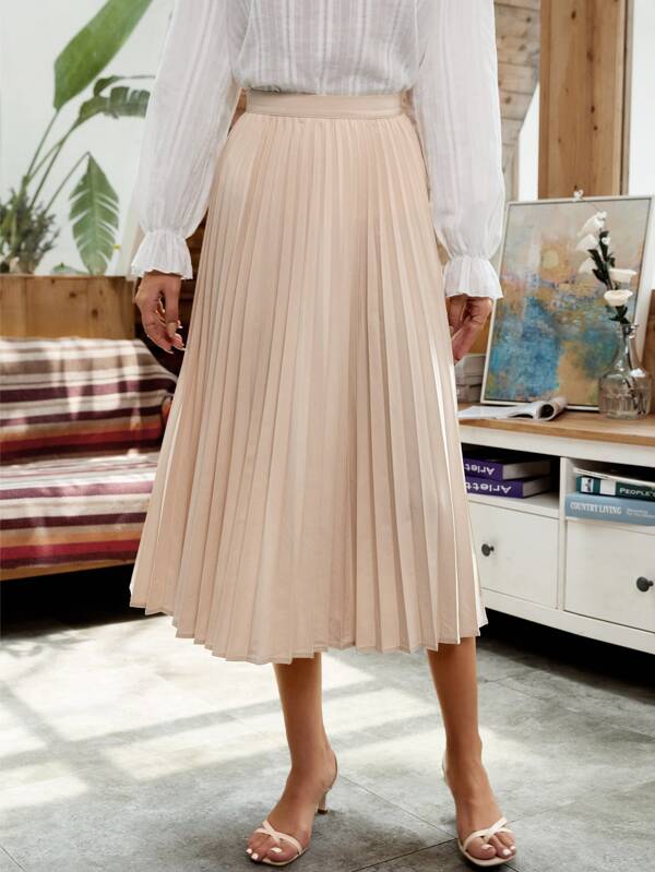 SHEIN Frenchy Gonna a pieghe a vita alta monocolore