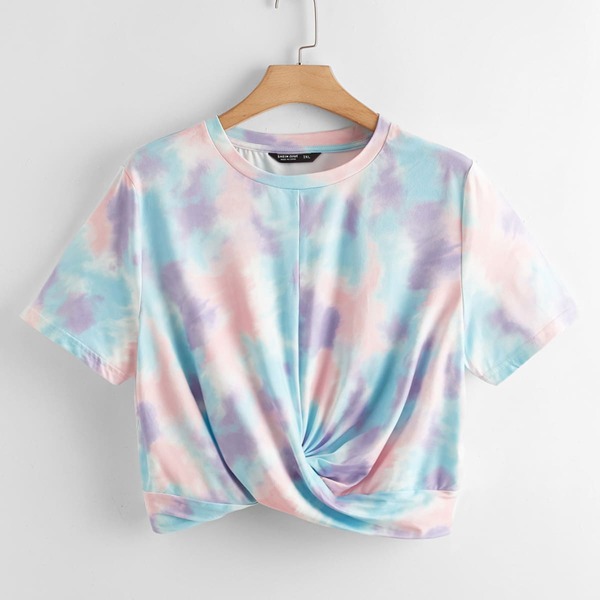 

Plus Twist Hem Tie Dye Tee, Multicolor