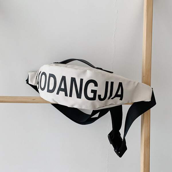 

Letter Graphic Fanny Pack, Black and white