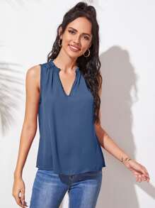 BizChic 缺口領褶邊上衣工作服 - 霧霾藍 - 查看 1