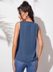 BizChic 缺口領褶邊上衣工作服 - 霧霾藍 - 查看 2