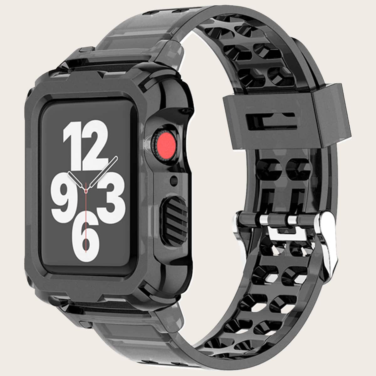 

2 In 1 Solid Watchband & Case For iWatch, Black