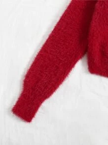 SHEIN Unity Cárdigan mullido con botón - Rojo - Ver 6